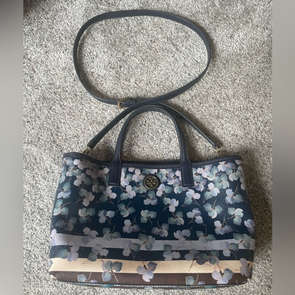 Tory Burch Floral and Stripe Crossbody Purse